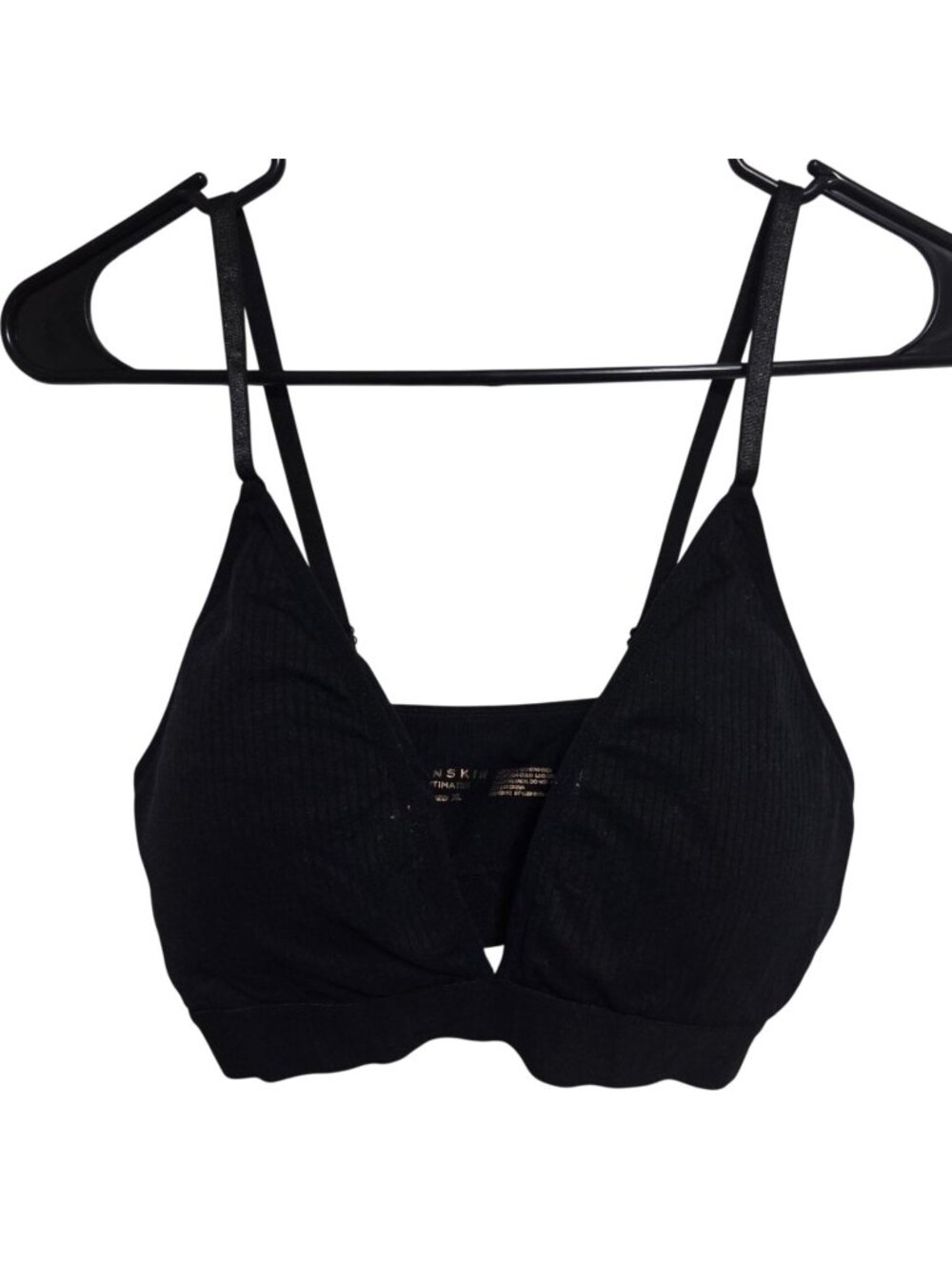 Danskin Intimates Bra Size XL Black Ribbed Bralette Adjustable Straps Comfort